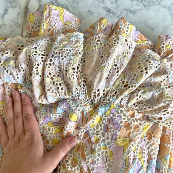 Willa Story One Shoulder Eyelet Pastel Ruffle Dress - Picture 8 of 11